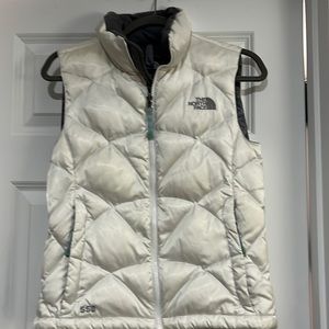 The North Face women’s down vest, XS, white